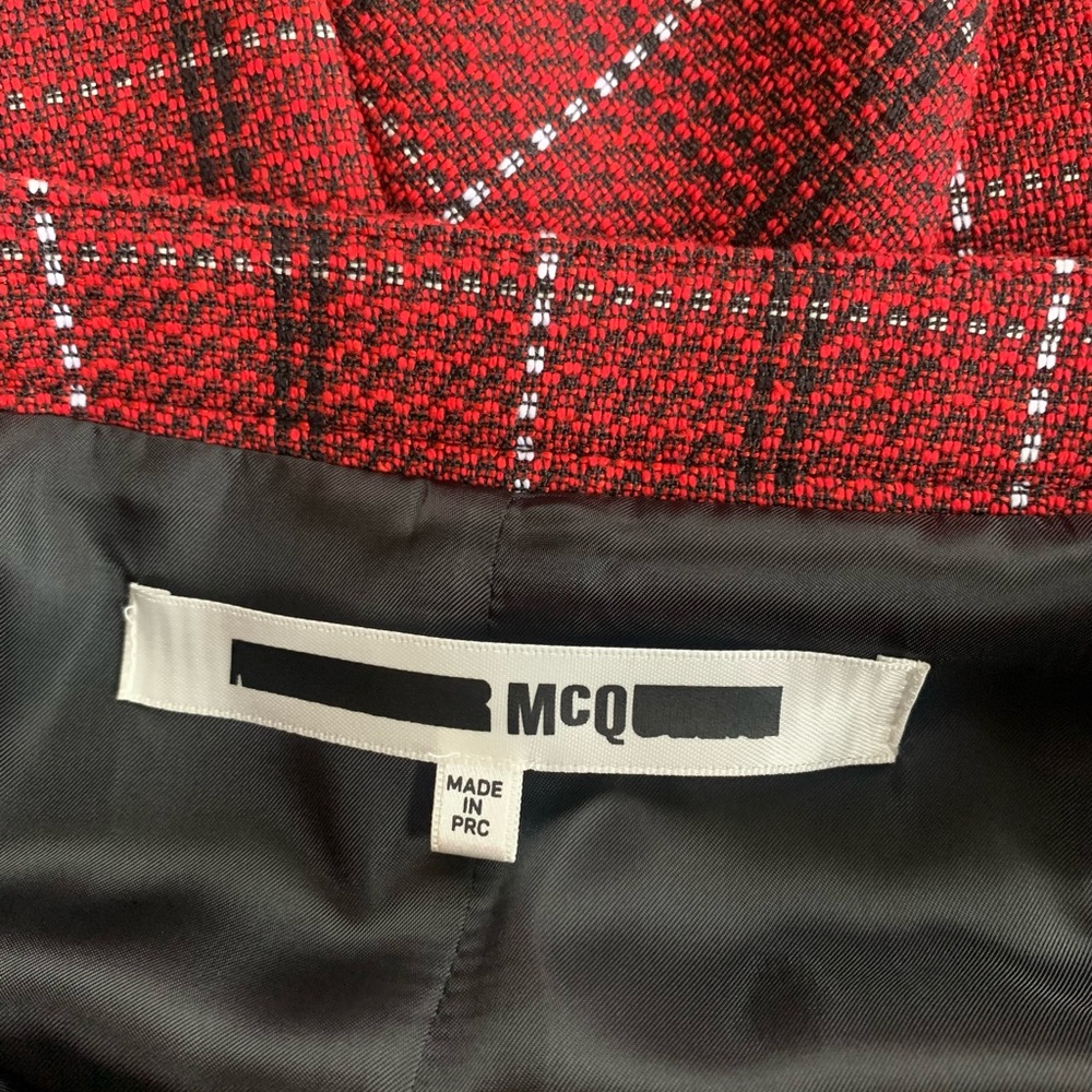 McQ Alexander McQueen Red Tartan Plaid Kickback Pencil Skirt IT40 S NWOT - Picture 4 of 5